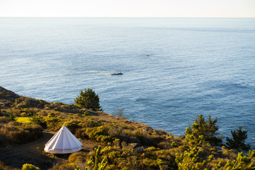 Yurt/tent on coastline of California coast