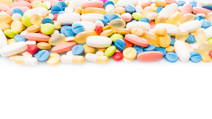 border of colorful pills. pills and drugs