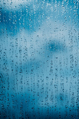 Naklejka na ściany i meble water drops of rain on a window glass. Rainy day