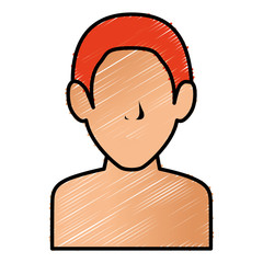 young man shirtless avatar character vector illustration design