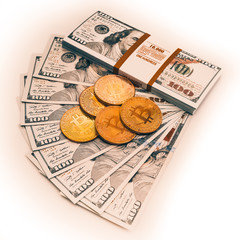 cryptocurrency concept. Virtual Coins Bitcoins