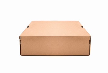 Brown paper box isolated on white background.