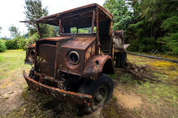 Rusty old tractor, Gold Digger Country, New Zealand