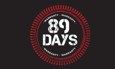 89 days warranty icon vintage rubber stamp guarantee
