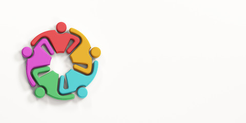 Group of Multiethnic Busy People HoldingEach Other. 3D Render Illustration