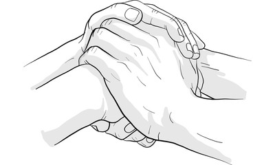 hand holding hand together vector