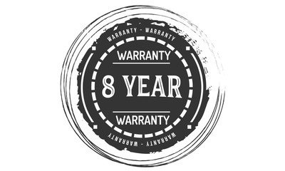 8 years warranty icon vintage rubber stamp guarantee