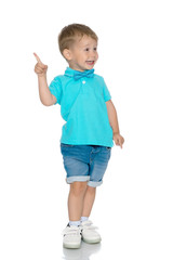 Little boy is showing a finger
