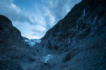 Glacier and Waterfall at dusk