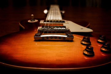 Close up of a electric guitar