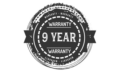 9 years warranty icon vintage rubber stamp guarantee
