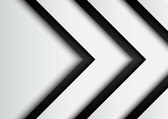 Abstract white and black arrows on black background with paper art style.For business template.Vector illustration.