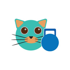 Kettle Bell Cat Logo Icon Design