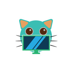 Tv Cat Logo Icon Design