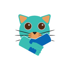 Handshake Cat Logo Icon Design