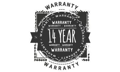 14 years warranty icon vintage rubber stamp guarantee