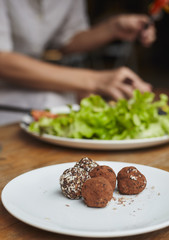 Cafe food style in still life woooden table