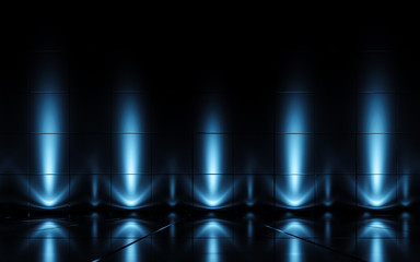 Futuristic abstract light and reflection. 3d rendering