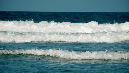 Waves in the ocean / An ocean is a body of saline water that composes much of a planet's hydrosphere. 