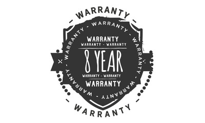 8 years warranty icon vintage rubber stamp guarantee