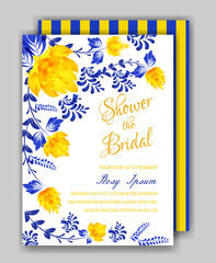 Floral Frame Bridal Shower Invitation or Weedding card