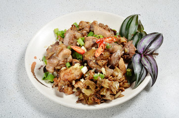 Stir fry with chicken, sweet peppers and chinese vegetables - Chinese food         