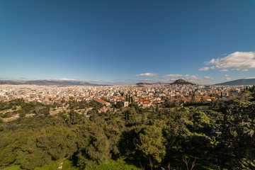 Fototapeta na wymiar Aerial view of Athens city, from Parthenon Acropolis, Greece