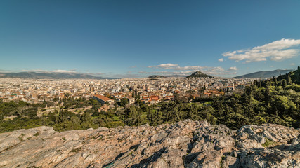 Fototapeta na wymiar Aerial view of Athens city, from Parthenon Acropolis, Greece