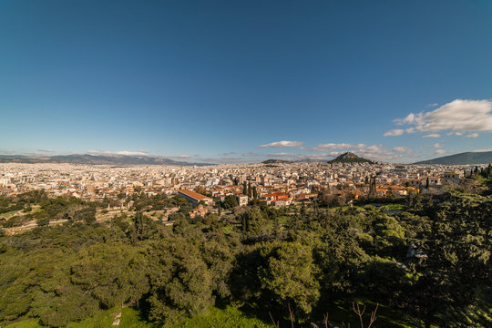 Aerial view of Athens city, from Parthenon Acropolis, Greece