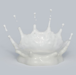 Milk splash element,3d illustration isolated on white background