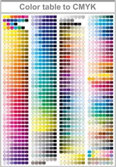 Deurstickers Color table Pantone to CMYK. Color print test page. Illustration CMYK colors for print. Vector color palette  © wild