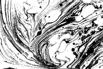 Fototapeta premium Black and white liquid texture. Watercolor hand drawn marbling illustration. Abstract vector background. Monochrome marble pattern.