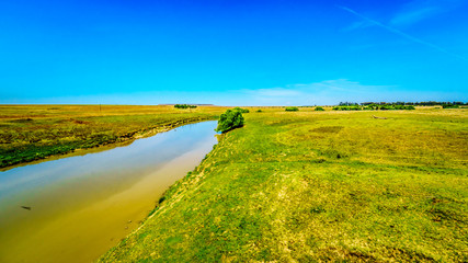 Fertile farmland surrounding the Klipriver near the town of Standarton in Mpumalanga Province in South Africa