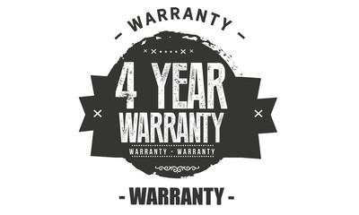 4 years warranty icon vintage rubber stamp guarantee