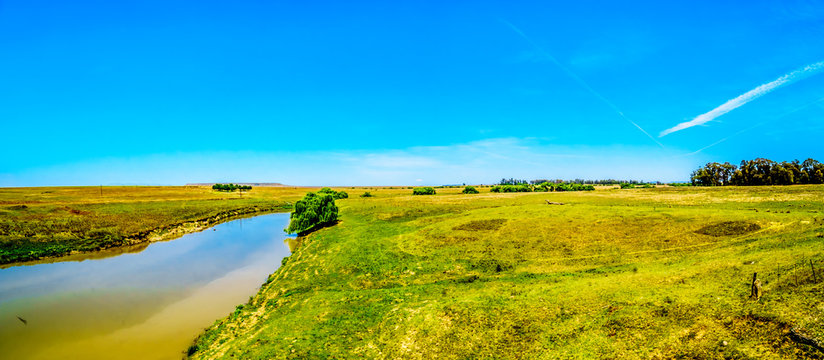 Panorama of the Fertile farmland surrounding the Klipriver near the town of Standarton in Mpumalanga Province in South Africa