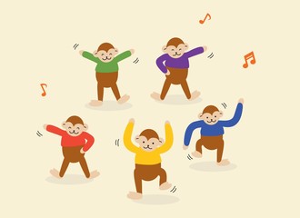 fun and colorful dancing monkeys 