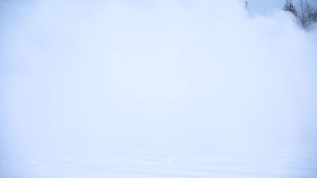 Sliding on an ice line. Snow drifting. DRIVING IN THE SNOW. Sport car racing on snow race track in winter. Driving a race car on a snowy road.