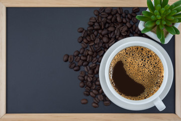Black coffee in white cup