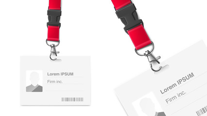Set of lanyard with id card. Vector illustration isolated on white background. Ready mockup to use for for presentations, conferences and other business situations. EPS10.