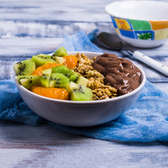 Granola with chocolate yogurt