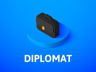 Diplomat isometric icon, isolated on color background