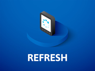 Refresh isometric icon, isolated on color background