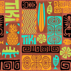 Seamless Exotic Tiki Pattern. Vector illustration
