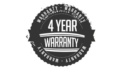 4 years warranty icon vintage rubber stamp guarantee