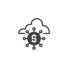 Dollar cloud network vector icon. filled flat sign for mobile concept and web design. Dollar service cloud computing simple solid icon. Symbol, logo illustration