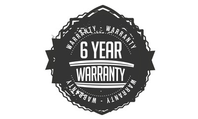 6 years warranty icon vintage rubber stamp guarantee