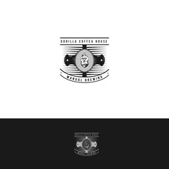 strong wild gorilla head frammed in the cross steel