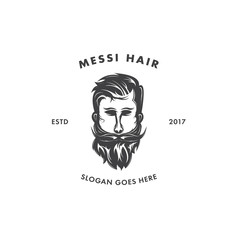 handshome gentle man head with beard and classic hair using pomade
