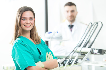Young beautiful female dentist