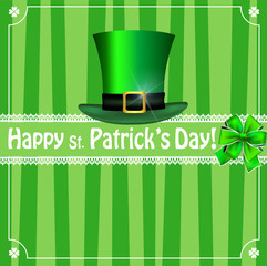  leprechaun's green hat, bow, framed with elegant clover borde